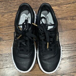 Puma Black Leather Sneakers with White Accents